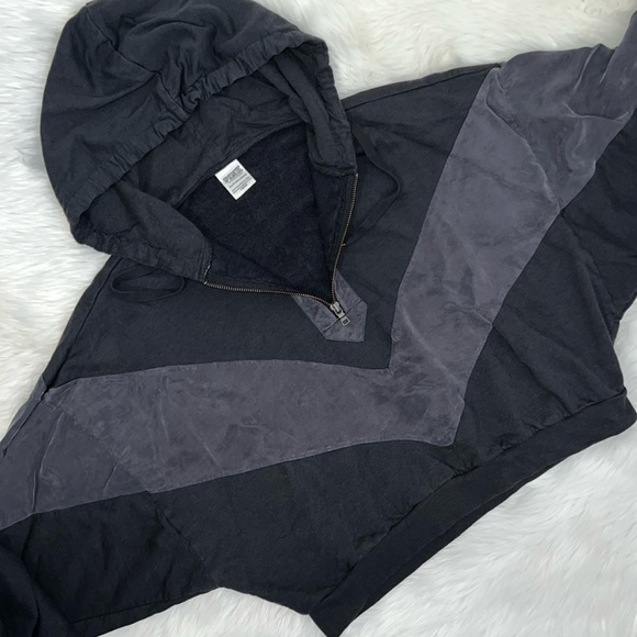 PINK black Slouchy Sport cropped Quarter zip pullover hoodie Extra Small XS - Picture 2 of 12